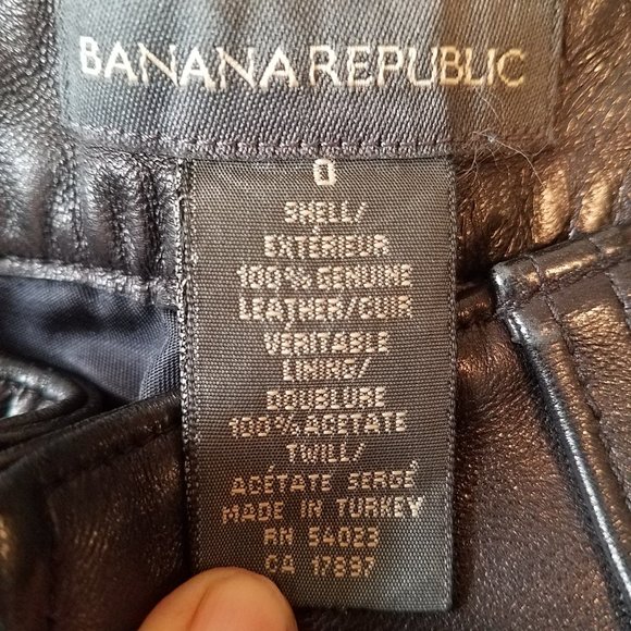 Banana Republic Size 0 Black Genuine Leather Pants - Picture 3 of 12